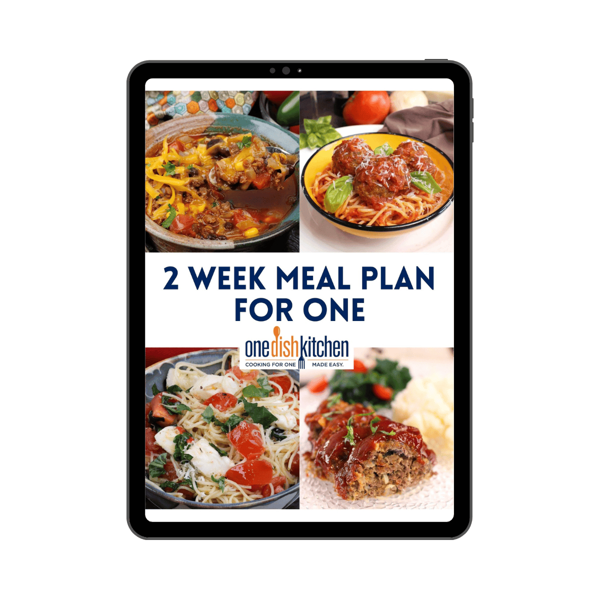 2 week meal plan for one cookbook cover.