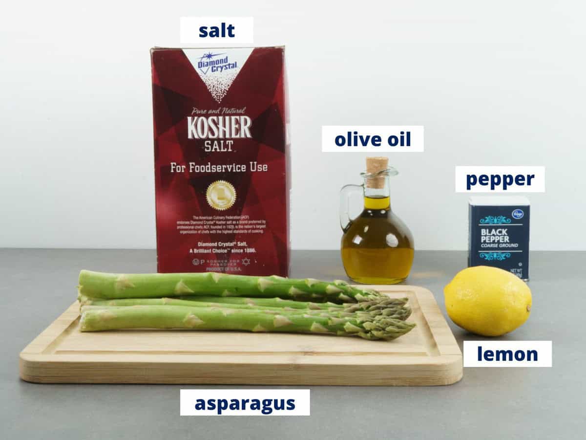 air fryer asparagus ingredients on a kitchen counter.