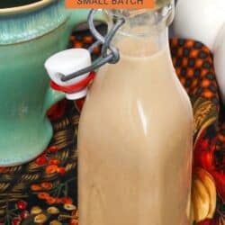 a small batch of pumpkin coffee creamer in a jar.