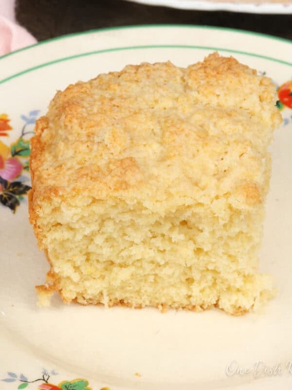 a slice of buttermilk quick bread on a plate.