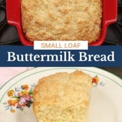 a mini buttermilk quick bread in a loaf pan.