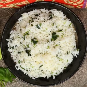 a bowl of cilantro lime rice for one person.