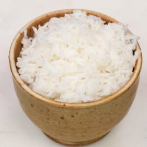 a single serving of basmati rice in a bowl.