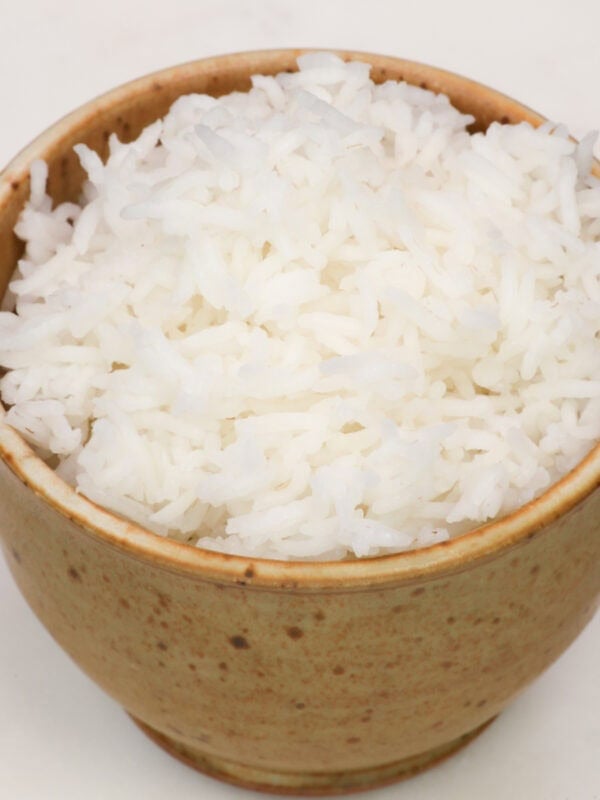 a single serving of basmati rice in a bowl.